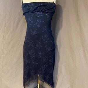 “Candy Rocket” 90’s Black + Blue Floral Sparkle Slip Dress